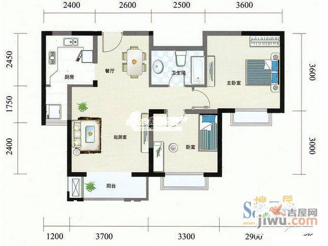 祝福第一城3室1厅2卫户型图