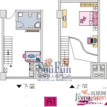 新世家西现代城1室1厅1卫户型图