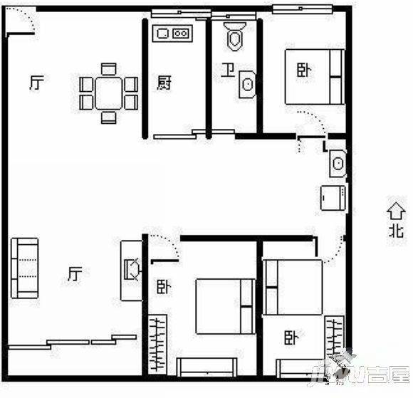 明天花园1室0厅1卫45㎡户型图