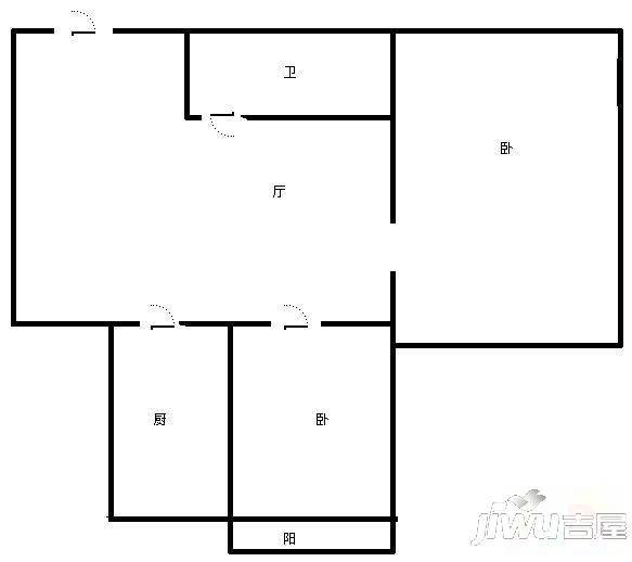 明天花园1室0厅1卫45㎡户型图