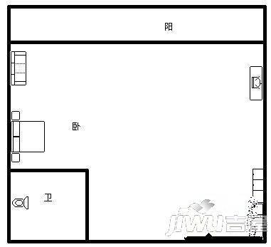 明天花园1室0厅1卫45㎡户型图