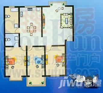 鸿基西湖春天3室2厅2卫133.9㎡户型图