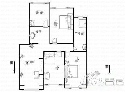 卧龙花园2室1厅1卫80㎡户型图