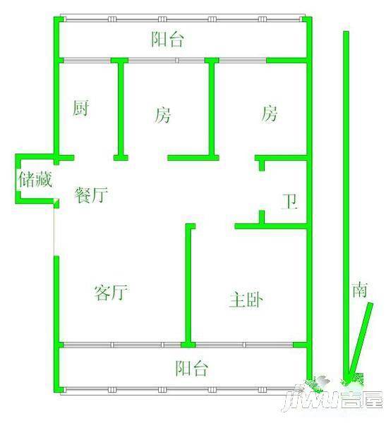 卧龙花园2室1厅1卫80㎡户型图