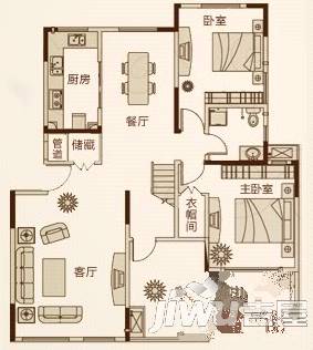 清城美苑2室2厅1卫84.5㎡户型图