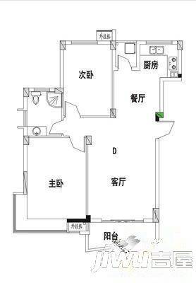 清城美苑2室2厅1卫84.5㎡户型图