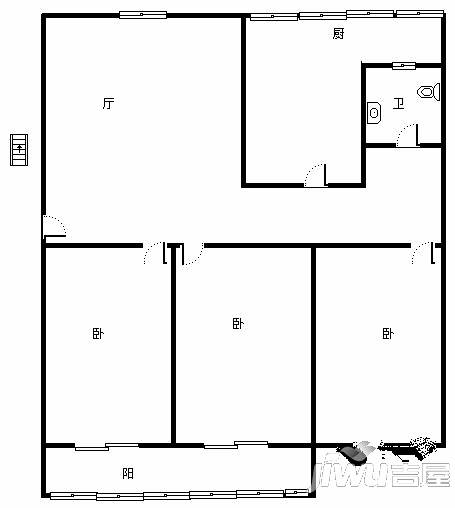 万福花园2室2厅1卫98㎡户型图