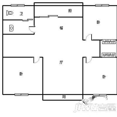 外商公寓3室2厅2卫148㎡户型图