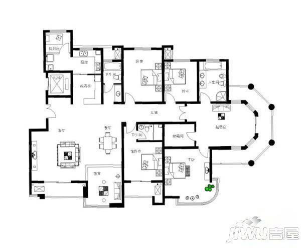 建业森林半岛别墅4室3厅2卫户型图