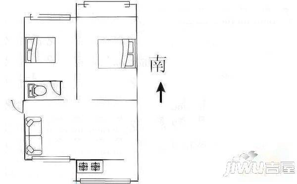 中储粮大厦住宅3室2厅1卫户型图