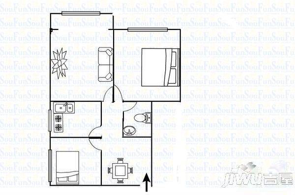 中储粮大厦住宅3室2厅1卫户型图