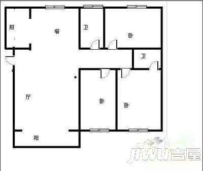 龙鑫苑3室2厅2卫130㎡户型图