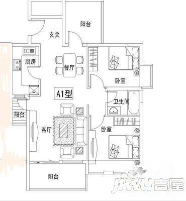 金鹏时代4室2厅2卫159㎡户型图