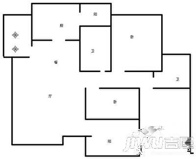 金鹏时代4室2厅2卫159㎡户型图