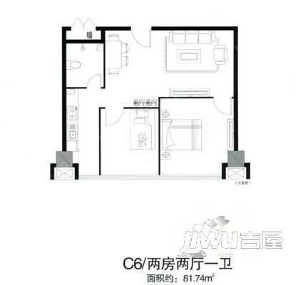 教苑小区2室2厅1卫户型图