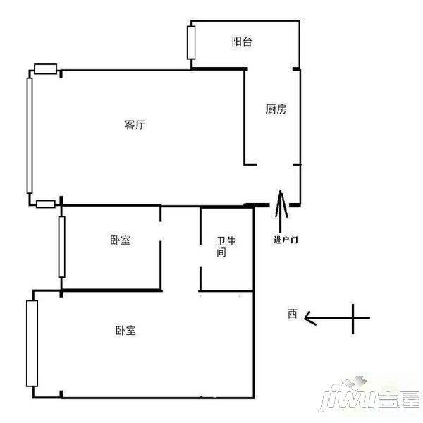 北福华铁路小区2室1厅1卫82㎡户型图