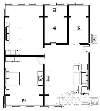 北福华铁路小区2室1厅1卫82㎡户型图