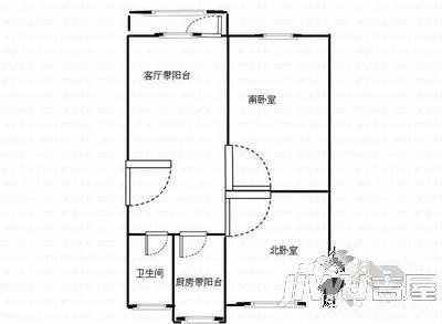 北福华铁路小区2室1厅1卫82㎡户型图