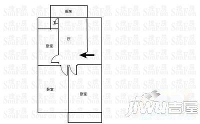 北福华铁路小区2室1厅1卫82㎡户型图