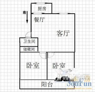 升龙世纪花园2室2厅1卫户型图