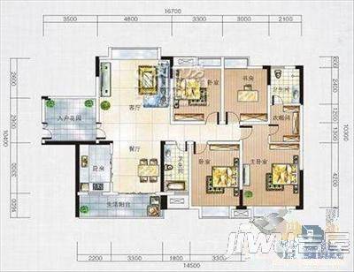 楠桦小区4室3厅2卫178㎡户型图