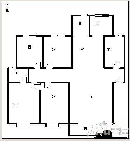 金领时代3室2厅2卫154㎡户型图