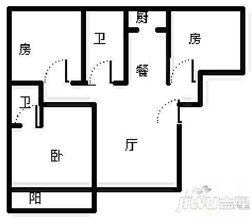 金领时代3室2厅2卫154㎡户型图