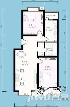 铭功路小区3室2厅1卫120㎡户型图