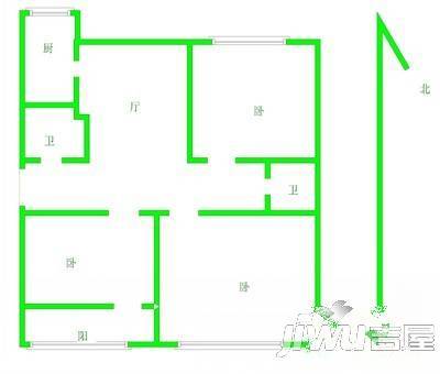 铭功路小区3室2厅1卫120㎡户型图