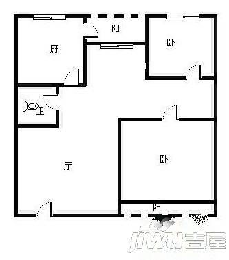 农科所家属院2室2厅1卫80㎡户型图