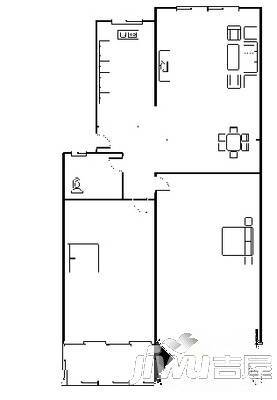 农科所家属院2室2厅1卫80㎡户型图