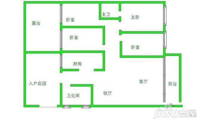 国龙水岸花园3室2厅1卫户型图