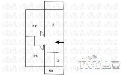 滨河名家二期2室2厅1卫87㎡户型图