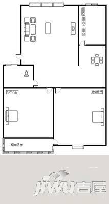 滨河名家二期2室2厅1卫87㎡户型图