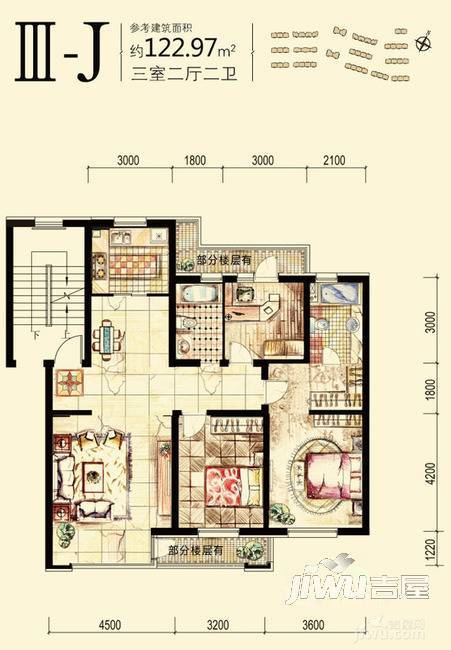 普罗旺世四期4室2厅2卫户型图