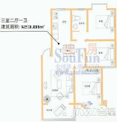 明天花园1室0厅1卫45㎡户型图