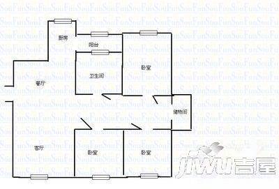 枫林花苑3室2厅1卫110㎡户型图