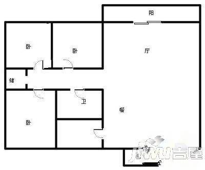 枫林花苑3室2厅1卫110㎡户型图