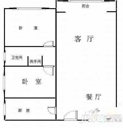 丰庆华府2室2厅1卫95㎡户型图