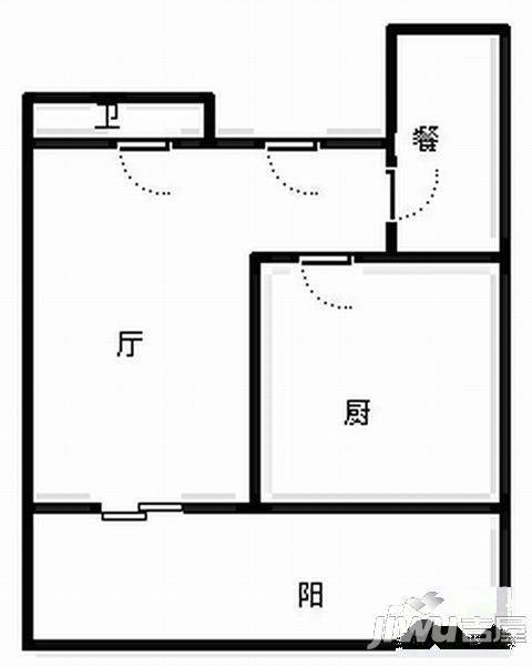 林荫大道2室2厅1卫89㎡户型图