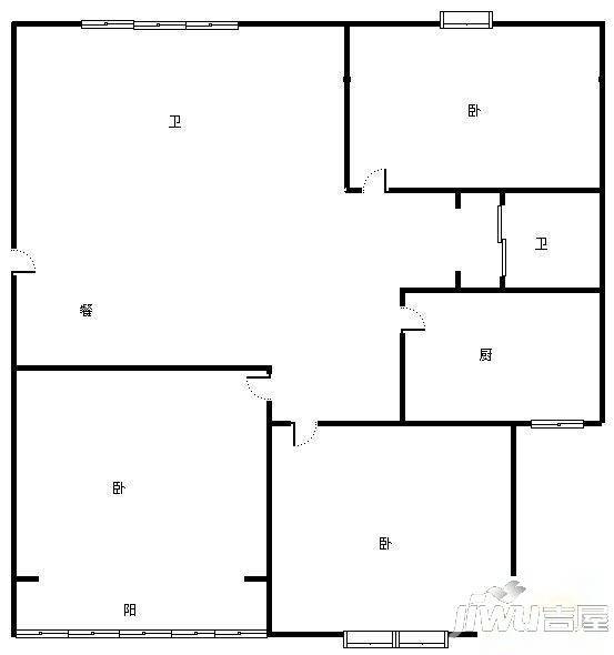 林荫大道2室2厅1卫89㎡户型图