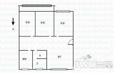 林荫大道2室2厅1卫89㎡户型图