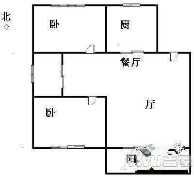 林荫大道2室2厅1卫89㎡户型图