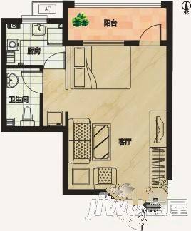 青年居易1室1厅1卫24㎡户型图