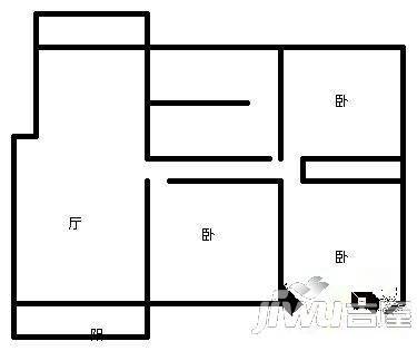 丽江水花园2室2厅1卫105㎡户型图