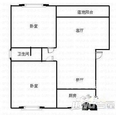 丽江水花园2室2厅1卫105㎡户型图