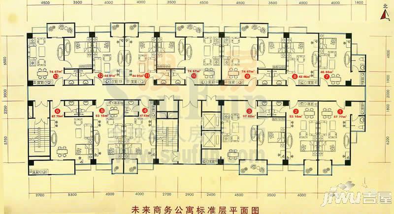 未来商务公寓1室2厅1卫户型图