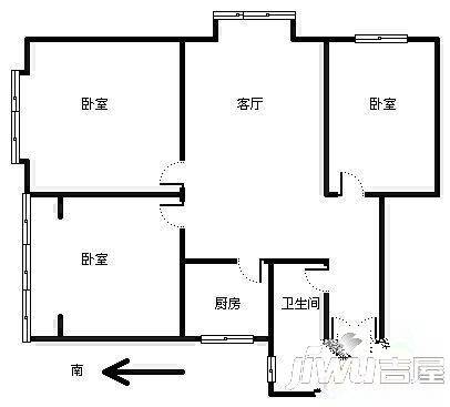 主语城1室1厅1卫43㎡户型图