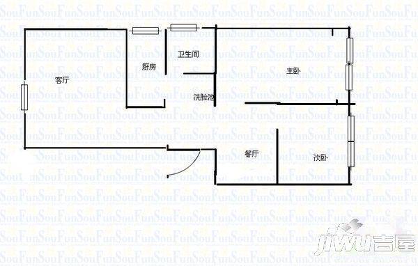 主语城1室1厅1卫43㎡户型图