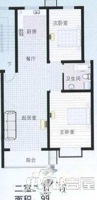 主语城1室1厅1卫43㎡户型图